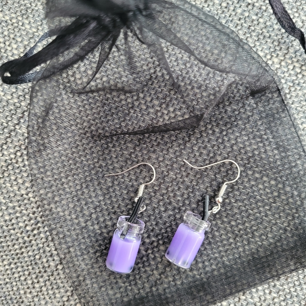 Taro Boba earrings! 🧋